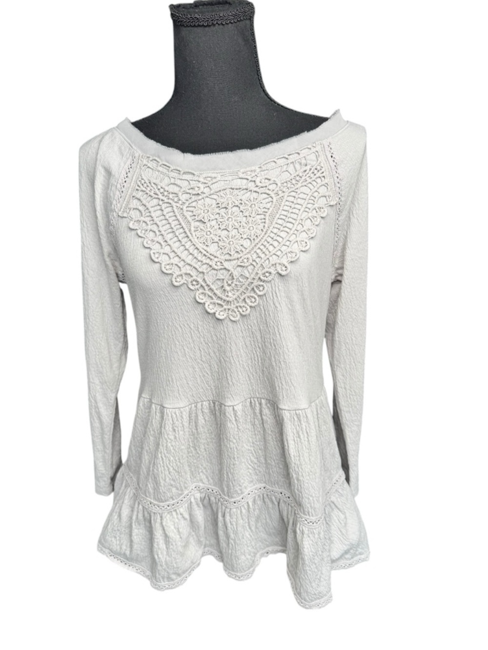 Meadow Rue Boho Lace Peplum Top Small Soft Girl Cottagecore Romantic BB29